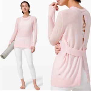 Lululemon Sincerely Yours Split Back Sweater Pink Glow 8